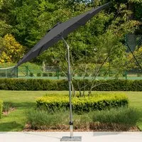 Aviro Round Tilting 2.7m Parasol with Base - Charcoal, Polyester alternate view