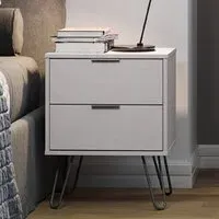 Avoch Bedside Cabinet with 2 Drawers - Grey, Wood