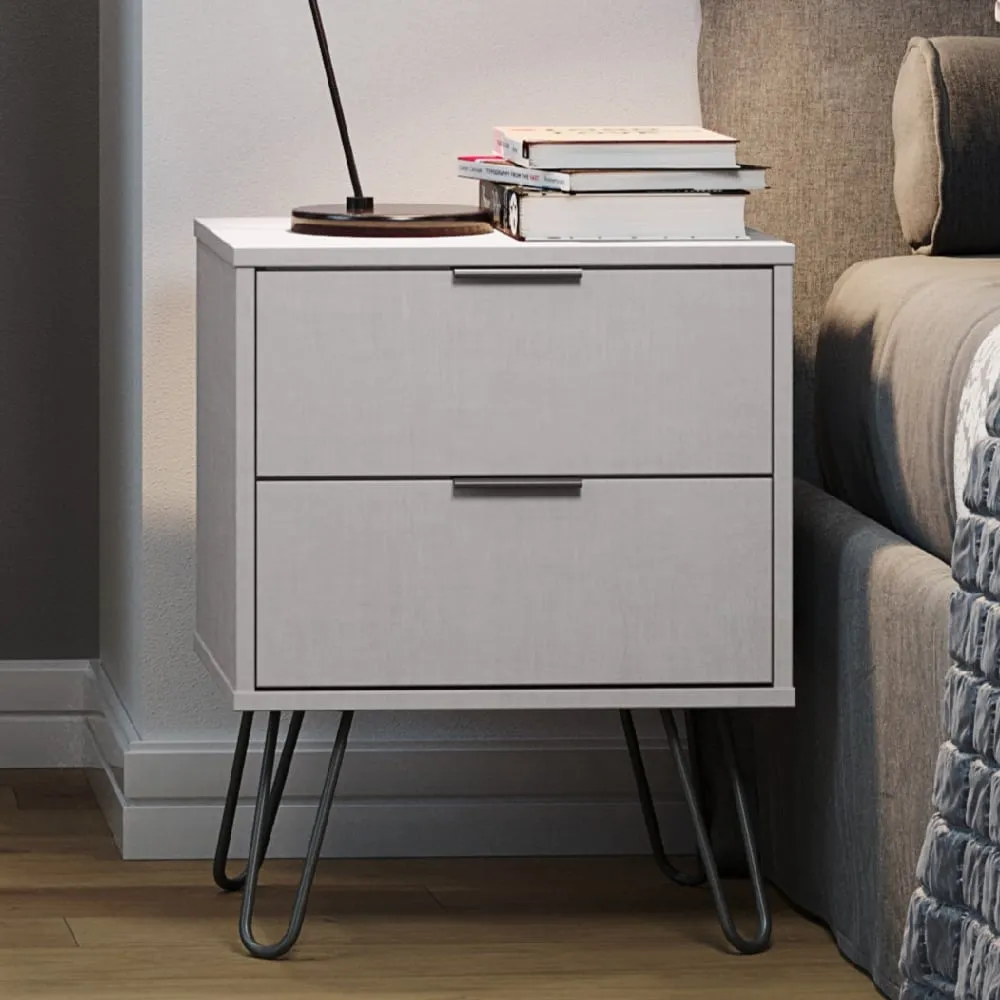 Avoch Bedside Cabinet with 2 Drawers - Grey, Wood image