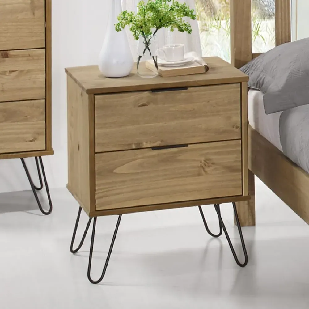 Avoch Bedside Cabinet with 2 Drawers - Oak, Wood