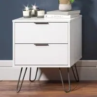 Avoch Bedside Cabinet with 2 Drawers - White, Wood