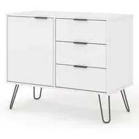 Avoch Wooden Sideboard with 1 Door 3 Drawers - White