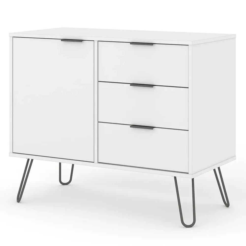 Avoch Wooden Sideboard with 1 Door 3 Drawers - White