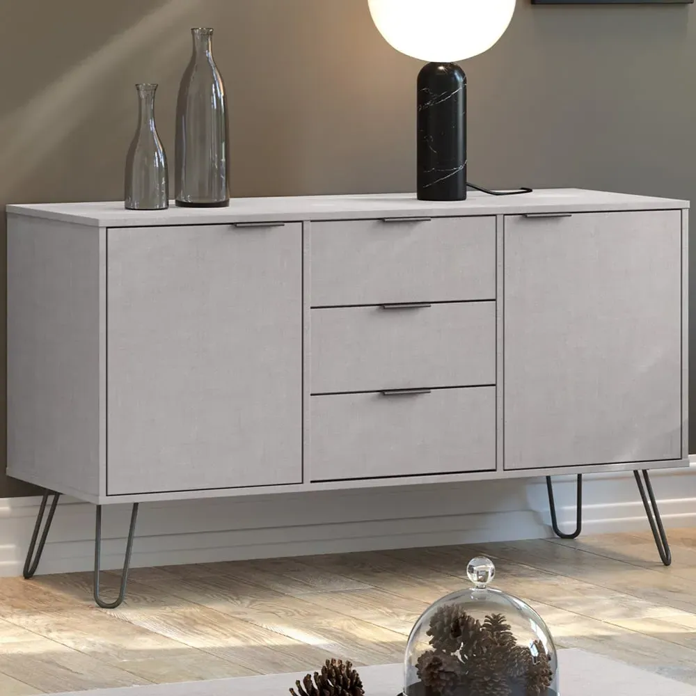 Avoch Wooden Sideboard with 2 Doors 3 Drawers - Grey