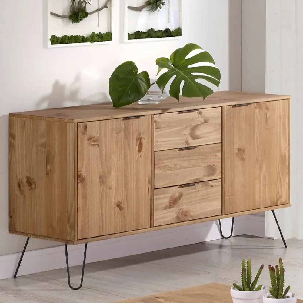 Avoch Wooden Sideboard with 2 Doors 3 Drawers - Oak
