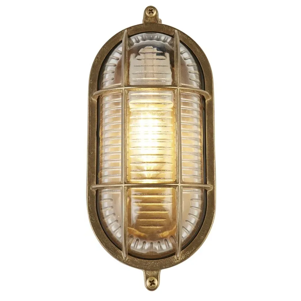 Avon Oval Outdoor Light - Brass, Ribbed Glass image