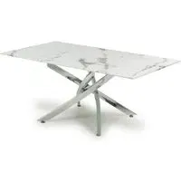 Avon Rectangular Coffee Table - White Marble Effect, Chrome