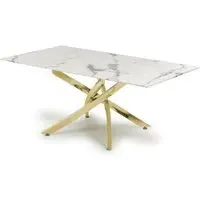 Avon Rectangular Coffee Table - White Marble Effect, Gold