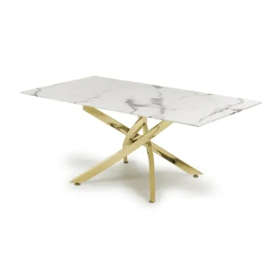 Avon Rectangular Coffee Table - White Marble Effect, Gold