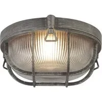 Avon Ribbed Glass Bulkhead Outdoor Light - Silver
