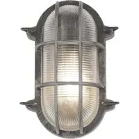 Avon Ribbed Glass Bulkhead Outdoor Wall Light - Silver