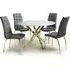 Avon Round Dining Table with 4 Justin Grey Chairs - Gold