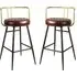 Avondale Bar Stools with Metal Legs - Red, Leather