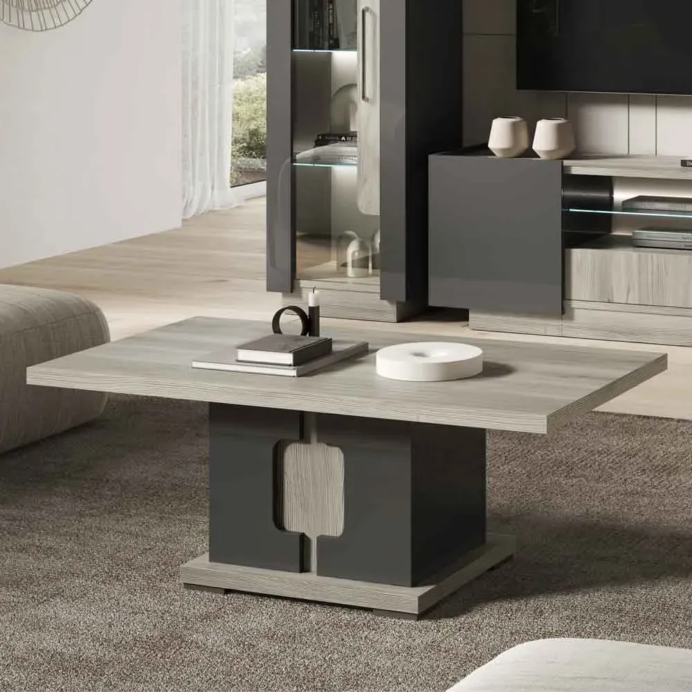 Avora High Gloss Coffee Table with LED - Dark Grey, Pine product