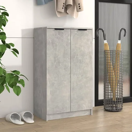Avory Shoe Storage Cabinet with 2 Doors - Concrete Effect, Engineered Wood product