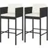 Avyanna Bar Chairs with Cushions Pair - Black, Poly Rattan