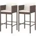 Avyanna Bar Chairs with Cushions Pair - Brown, Poly Rattan