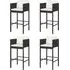 Avyanna Set of 4 Bar Chairs with Cushions - Black, Poly Rattan