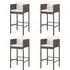 Avyanna Set of 4 Bar Chairs with Cushions - Brown, Poly Rattan