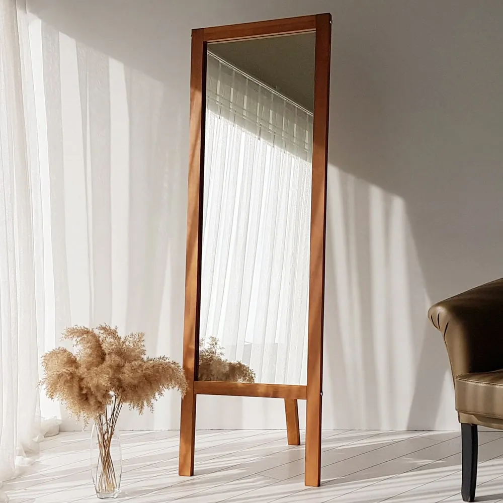 Avyra Full Length Cheval Mirror with Storage - Oak, Pine product