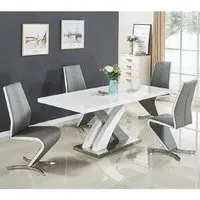 Axara Extendable Dining Table with 4 Gia Chairs - Grey
