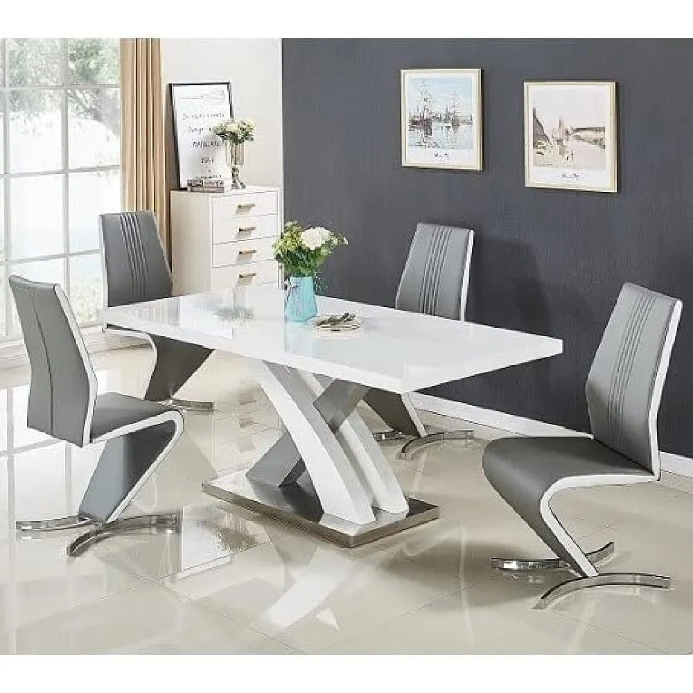 Axara Extendable Dining Table with 4 Gia Chairs - Grey