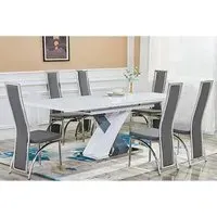 Axara Extendable Dining Table with 6 Chicago Chairs - Grey