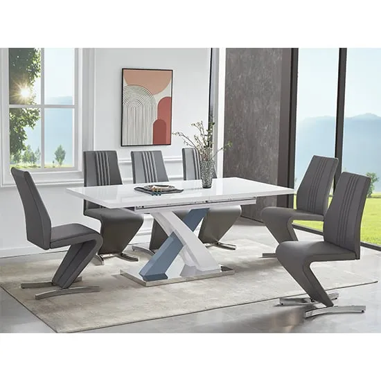 Axara Extendable Dining Table with 6 Gia Chairs - White