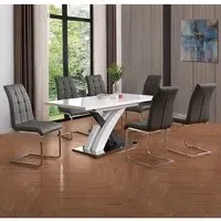 Axara Extendable Dining Table with 6 Paris Chairs - Grey