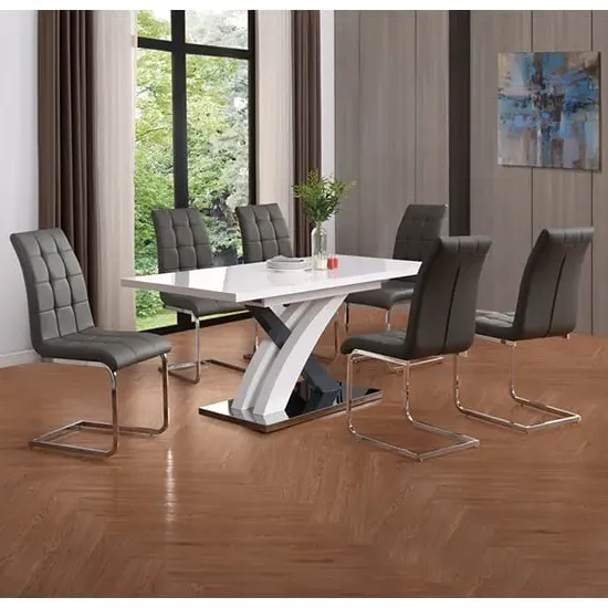 Axara Extendable Dining Table with 6 Paris Chairs - Grey