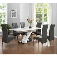 Axara Extendable Dining Table with 6 Vesta Chairs - Grey