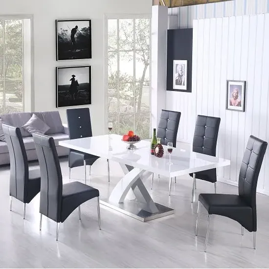 Axara Extendable Dining Table with 6 Vesta Chairs - Grey