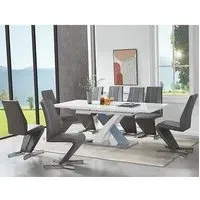 Axara Extendable Dining Table with 8 Gia Chairs - White