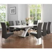 Axara Extendable Dining Table with 8 Vesta Chairs - Grey