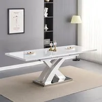 Axara Large Extendable Dining Table - White, High Gloss