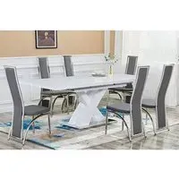 Axara Large Extendable Dining Table with 6 Chicago Chairs - White