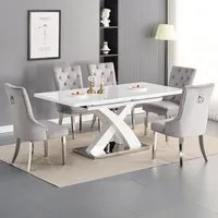Axara Large Extendable Dining Table with 6 Imperial Chairs - White