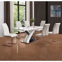 Axara Large Extendable Dining Table with 6 Paris Chairs - Grey