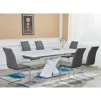 Axara Large Extendable Dining Table with 6 Paris Chairs - White