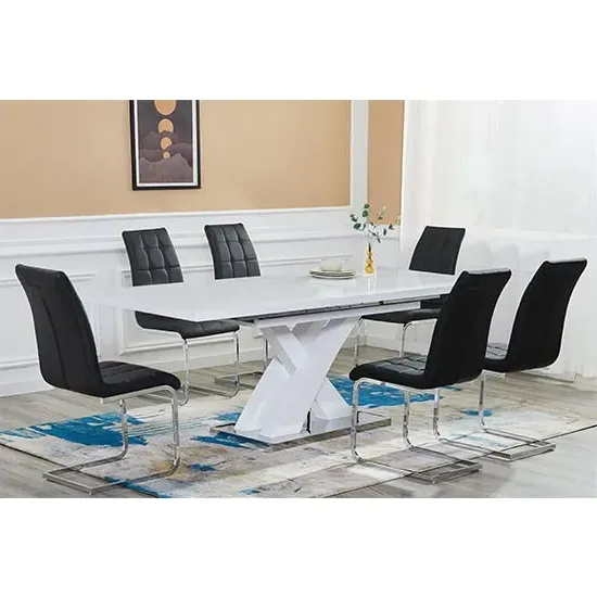 Axara Large Extendable Dining Table with 6 Paris Chairs - White