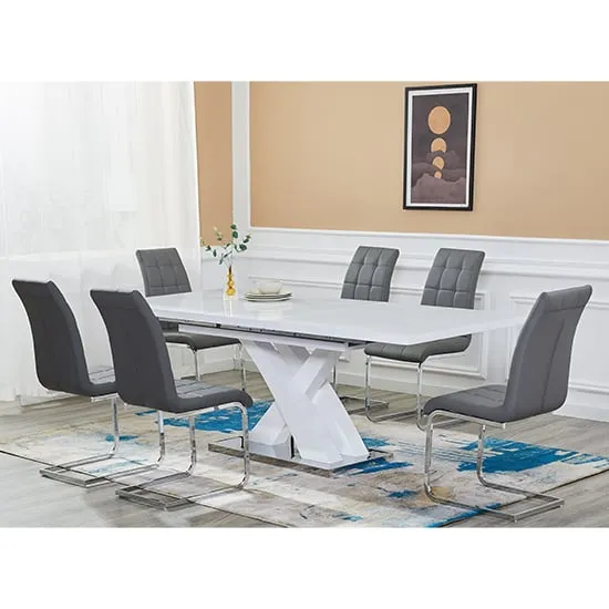 Axara Large Extendable Dining Table with 6 Paris Chairs - White