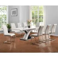 Axara Large Extendable Dining Table with 8 Paris Chairs - Grey