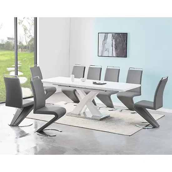 Axara Large Extendable Dining Table with 8 Summer Chairs - White