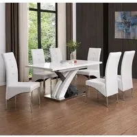 Axara Large Extendable Dining Table with 8 Vesta Chairs - Grey