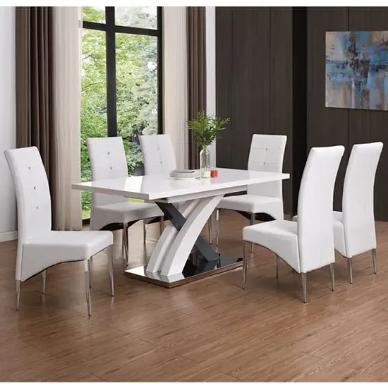 Axara Large Extendable Dining Table with 8 Vesta Chairs - Grey