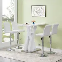 Axara Rectangular Bar Table with 4 Ripple Stools - White, MDF