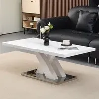 Axara Rectangular Coffee Table - White, High Gloss