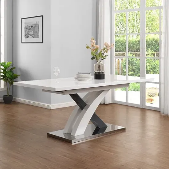Axara Small Extendable Dining Table - White, Grey image