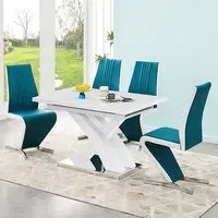 Axara Small Extendable Dining Table with 4 Gia Chairs - White