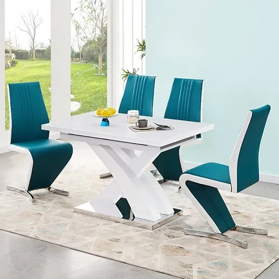 Axara Small Extendable Dining Table with 4 Gia Chairs - White